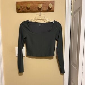 Forest Green Long Sleeve Crop Top
